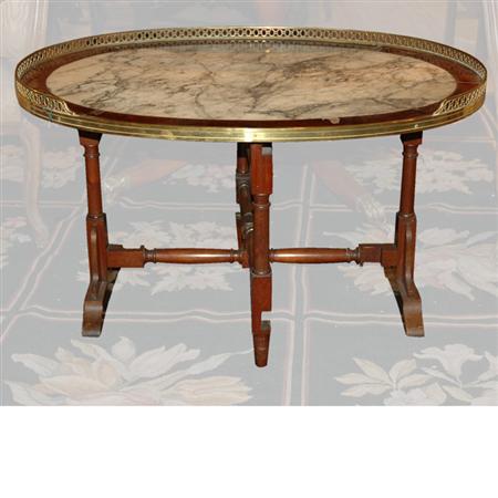 Appraisal: Louis XVI Style Marble Top Mahogany Low Table Estimate -