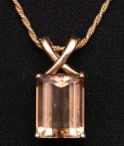 Appraisal: Citrine Pendant with K Yellow Gold Chain Square cut citrine