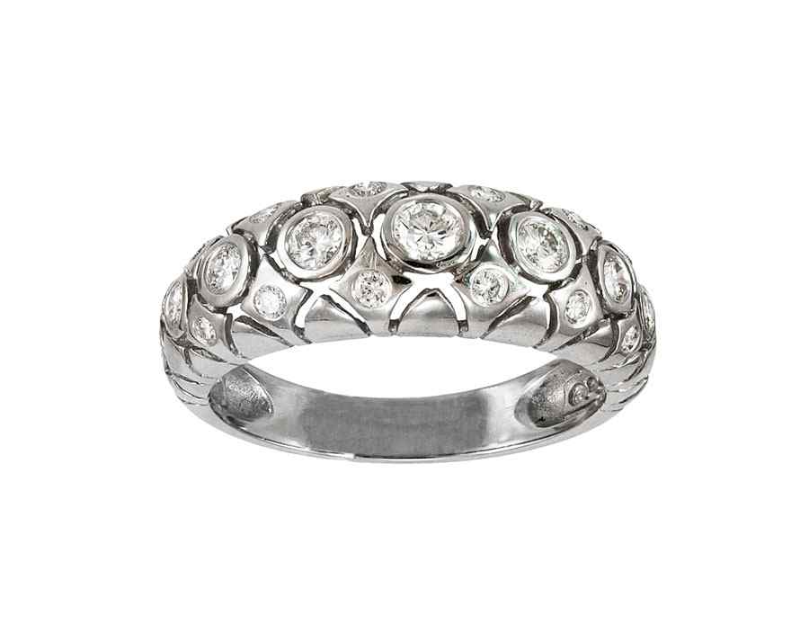 Appraisal: K FILIGREE DIAMOND DOME BAND RING K white gold ring