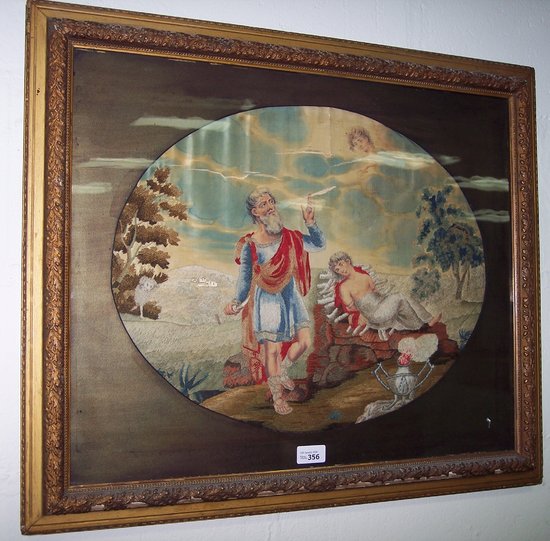 Appraisal: A late Georgian needlework picture Abraham and Isaac cm x