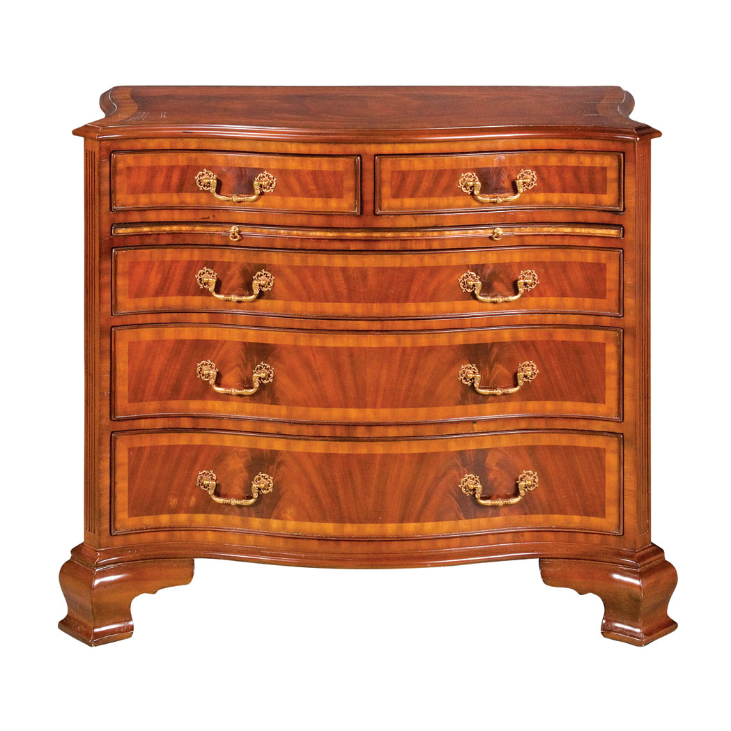 Appraisal: George III Style Inlaid Mahogany Serpentine Front Chest of Drawers