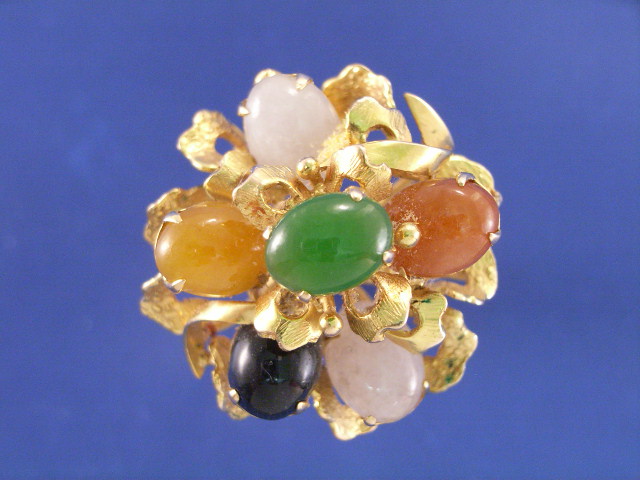 Appraisal: A ct gold cabochon jade set dress ring ring size