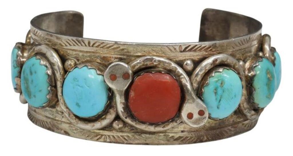 Appraisal: Native American silver content unknown cuff braclet signed Effie C