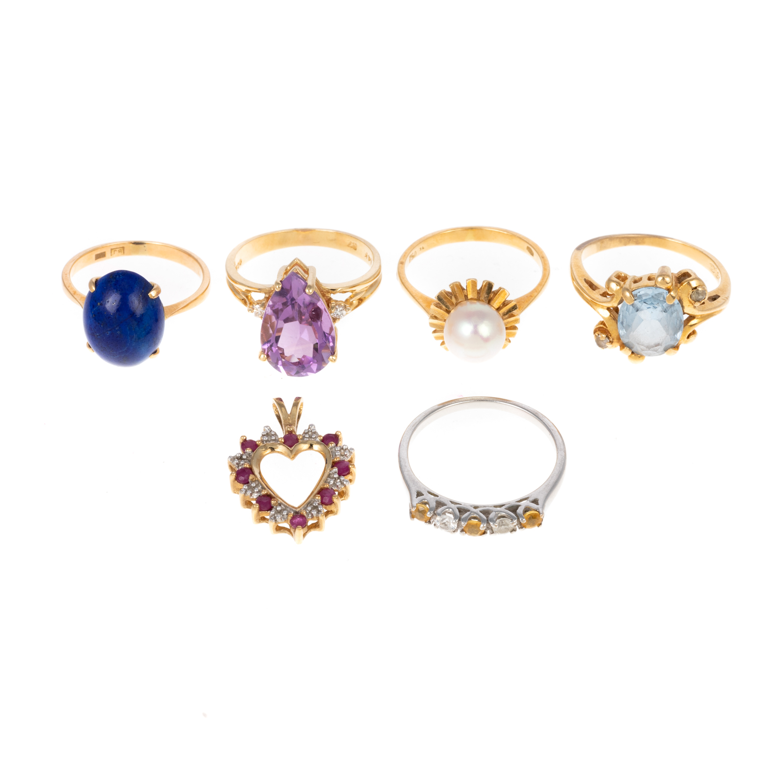 Appraisal: A COLLECTION OF GEMSTONE JEWELRY IN GOLD K yellow gold