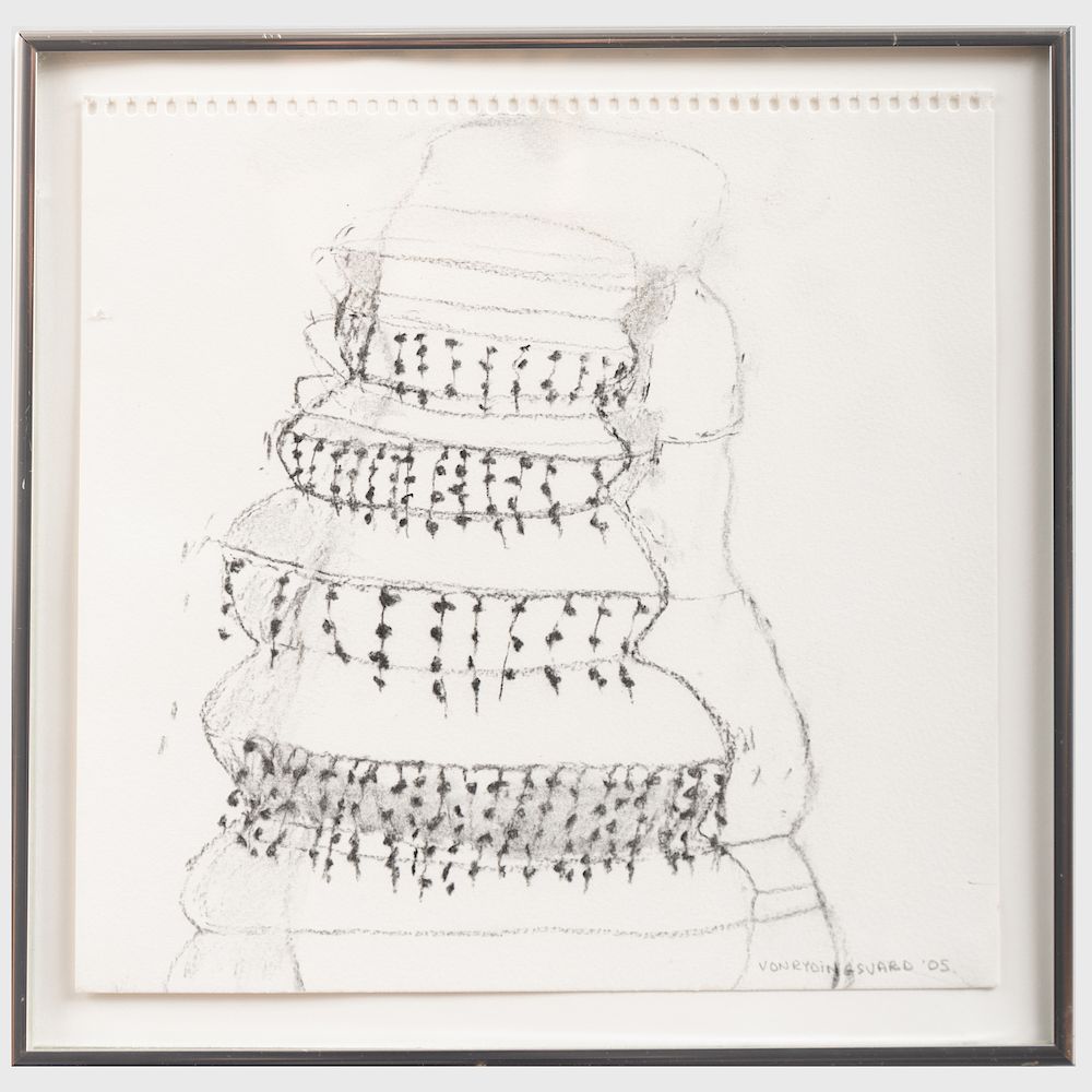 Appraisal: Ursula von Rydingsvard b Stacking Plates Charcoal on paper signed