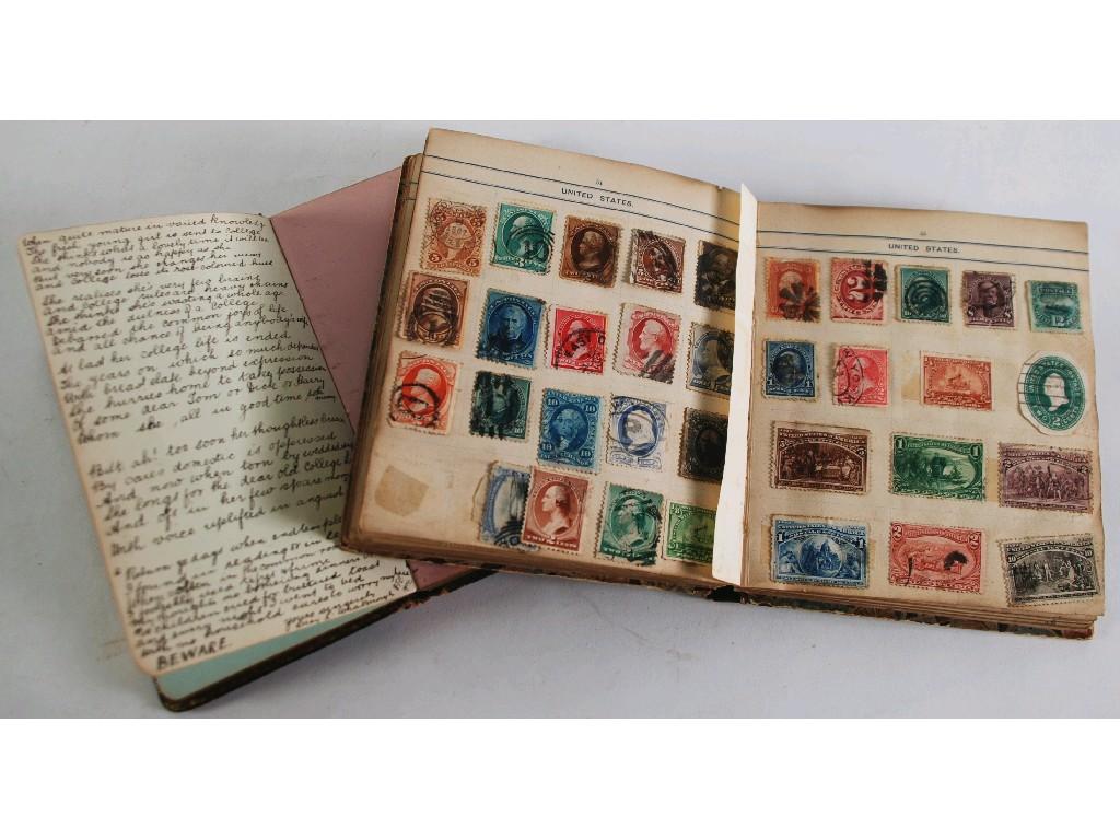 Appraisal: SMALL 'POSTAGE STAMP ALBUM' CONTAINING EUROPEAN AND WORLD STAMPS mainly