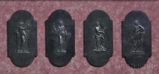 Appraisal: Four Wedgwood Black Basalt Plaques England th century each rectangular