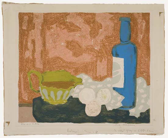 Appraisal: ROBERT BLACKBURN - Blue Wine Bottle Color lithograph circa -