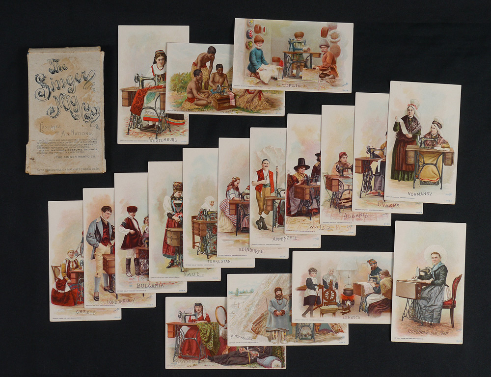 Appraisal: SINGER SEWING MACHINE ADVERTISING TRADE CARDS Set of trade cards