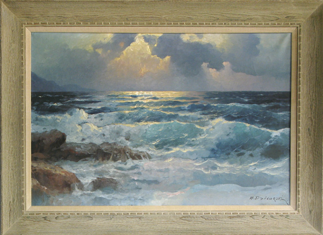 Appraisal: ALEXANDER A DZIGURSKI OIL ON CANVAS Seascape at sunset California