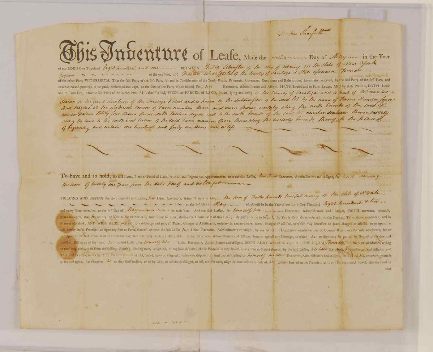 Appraisal: INDENTURE OR LEASEFor acres in Saratoga County Dated Signed Frederic