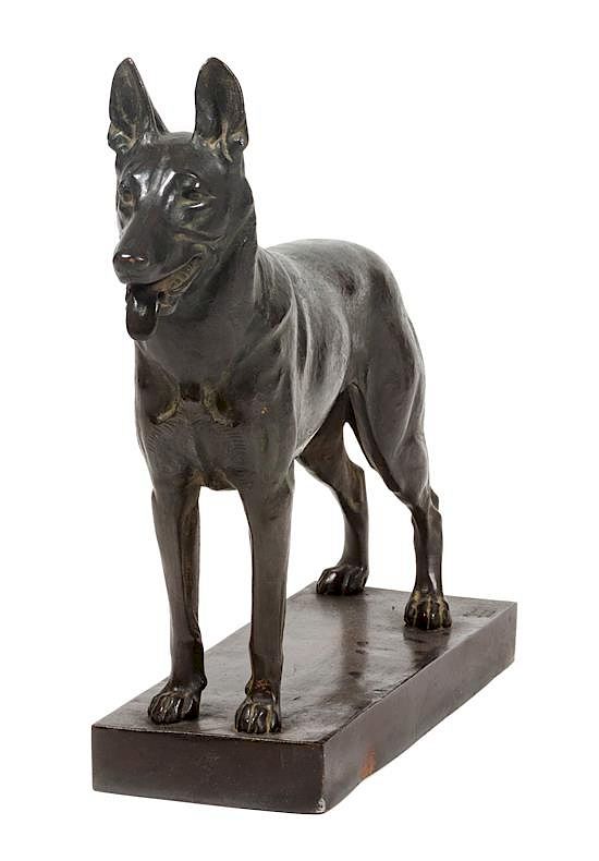 Appraisal: A Bronze German Shepherd Sculpture Height x width x depth