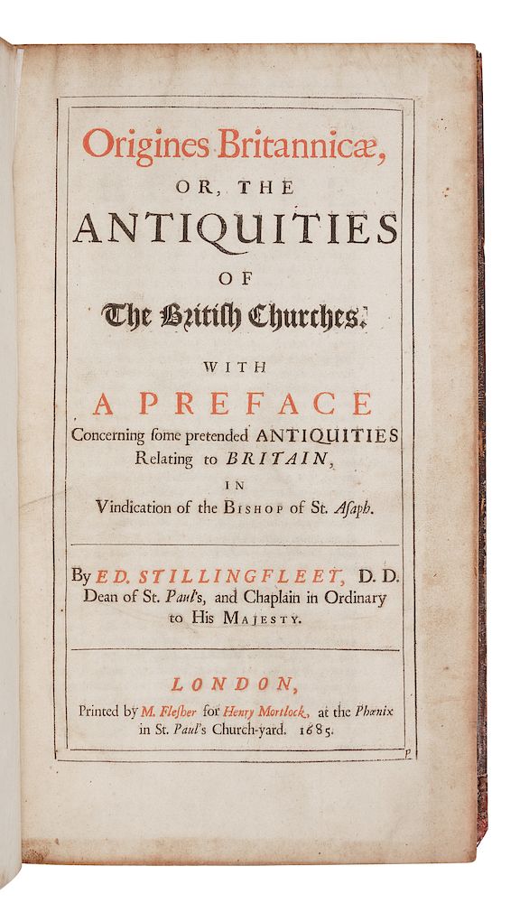 Appraisal: STILLINGFLEET Edward - Origines Britannicae or the Antiquities of the