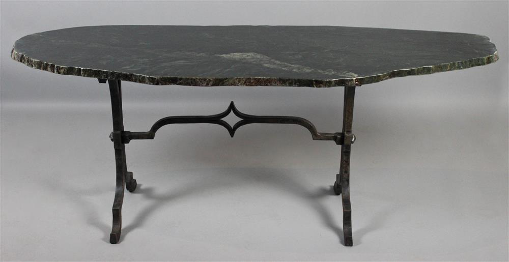 Appraisal: GIBSON'S OF THE GREENBRIER STONE TOP TABLE ON AN IRON