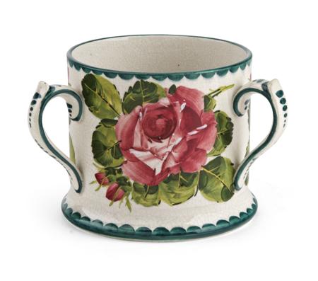 Appraisal: WEMYSS MEDIUM LOVING CUP CIRCA decorated with cabbage roses impressed