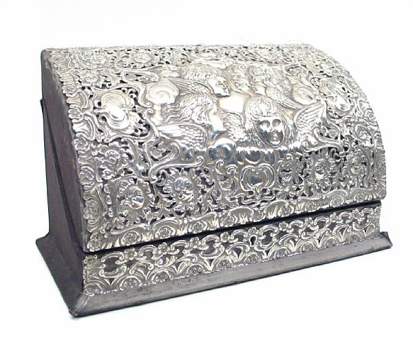 Appraisal: An Edward VII silver mounted stationery boxSnyder amp Beddoes Birmingham