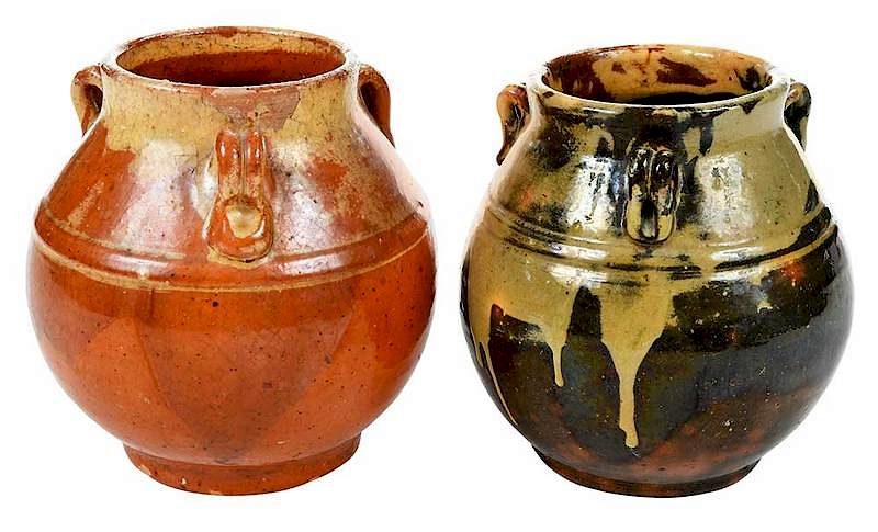 Appraisal: Two Rare Early Jugtown Drip Vases Moore County North Carolina