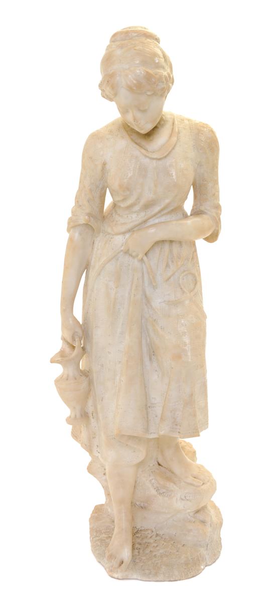 Appraisal: Sale Lot A Continental Alabaster Figure of a lady carrying