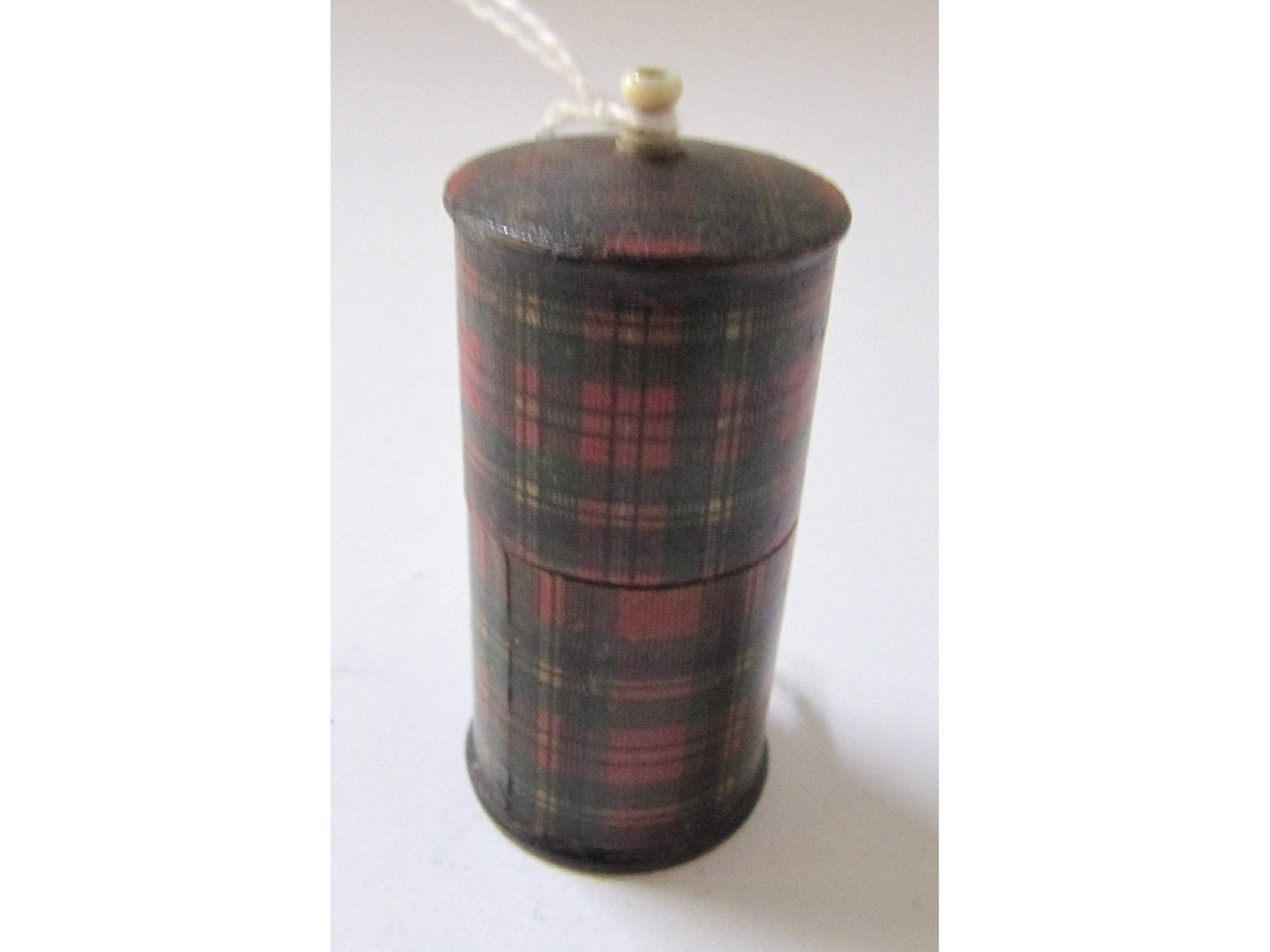 Appraisal: A Mauchline 'Prince Charlie' Tartanware needle case