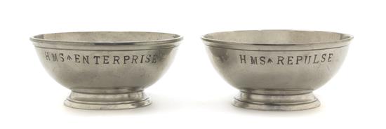 Appraisal: Sale Lot A Pair of English Pewter Naval Bowls th