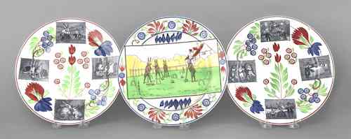 Appraisal: Stick spatter rabbit croquet plate together with a pair of