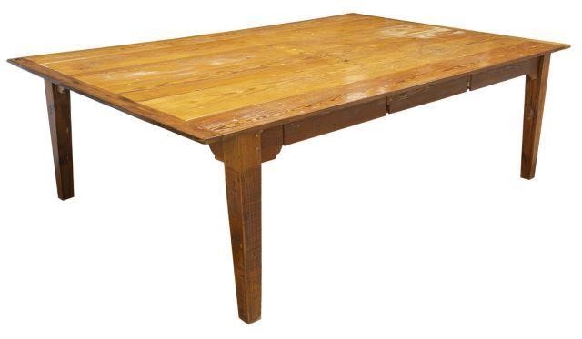 Appraisal: Rustic pine dining or work table th c rectangular plank