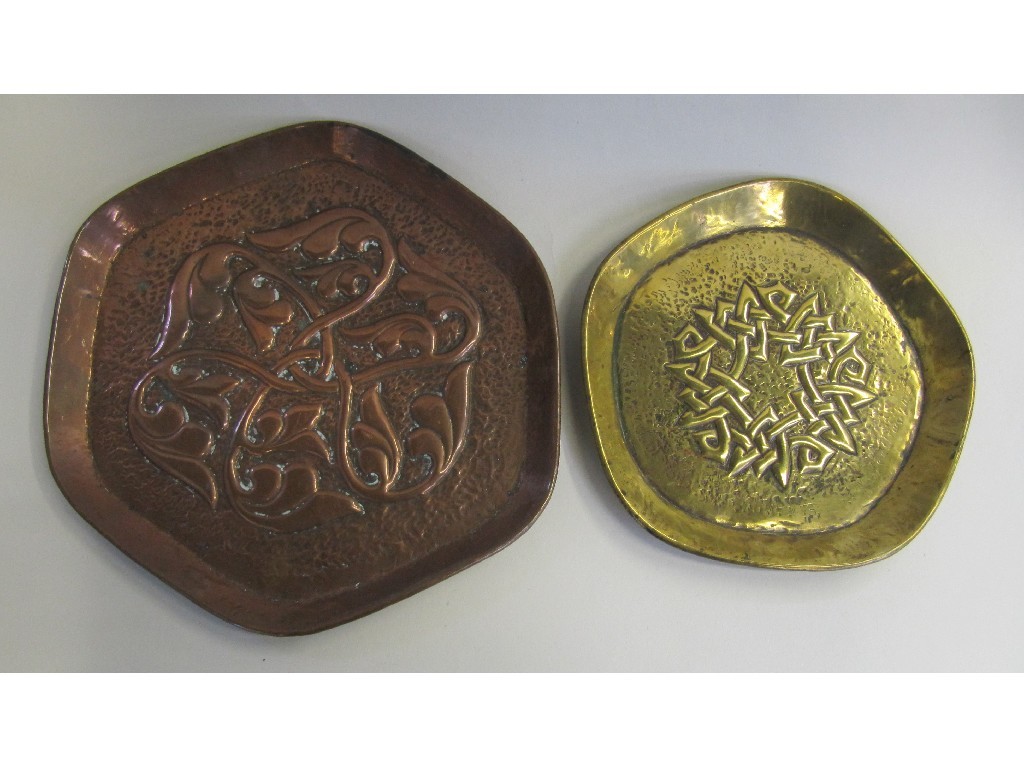 Appraisal: Two Arts and Crafts trays one copper the other pewter