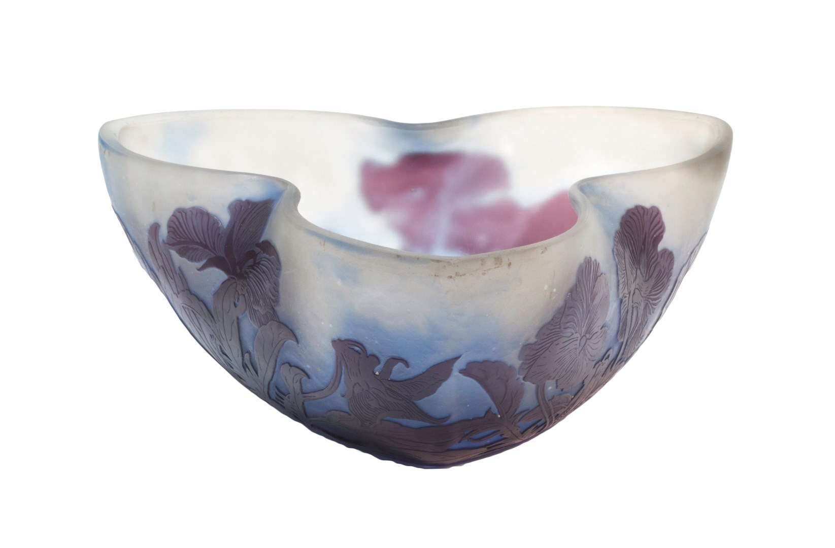 Appraisal: A Gall cameo glass bowl circa with trefoil rim overlaid