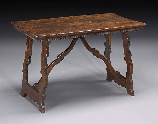 Appraisal: An Italian Baroque walnut library table late th century The