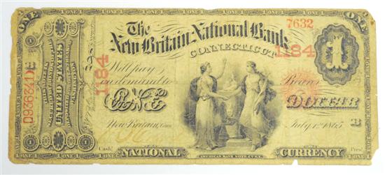 Appraisal: CURRENCY National Bank note from New Britain National Bank charter