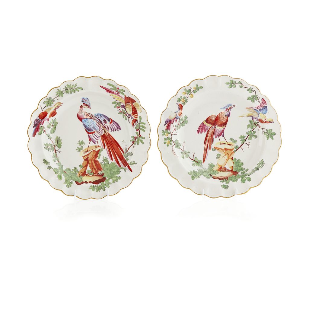 Appraisal: TWO WORCESTER PORCELAIN PLATES ATTRIBUTED TO THE ATELIER OF JAMES