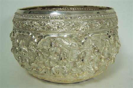 Appraisal: A large Indian white metal bowl unmarked the deep sides