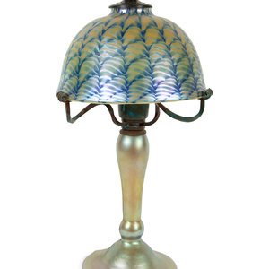 Appraisal: A Lundberg Studios Iridescent Glass Lamp Dated signed and dated