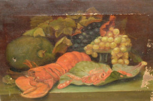 Appraisal: British School late th century- Still life of a lobster