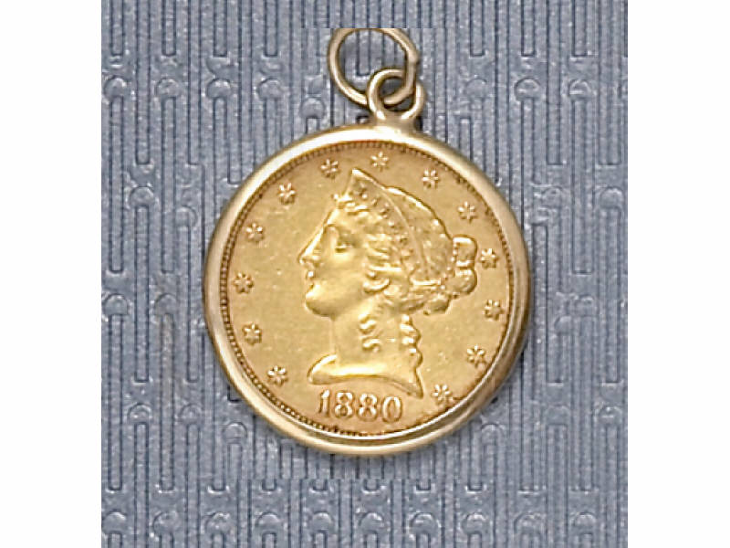 Appraisal: GOLD COIN PENDANT U S gold coin dated in yellow