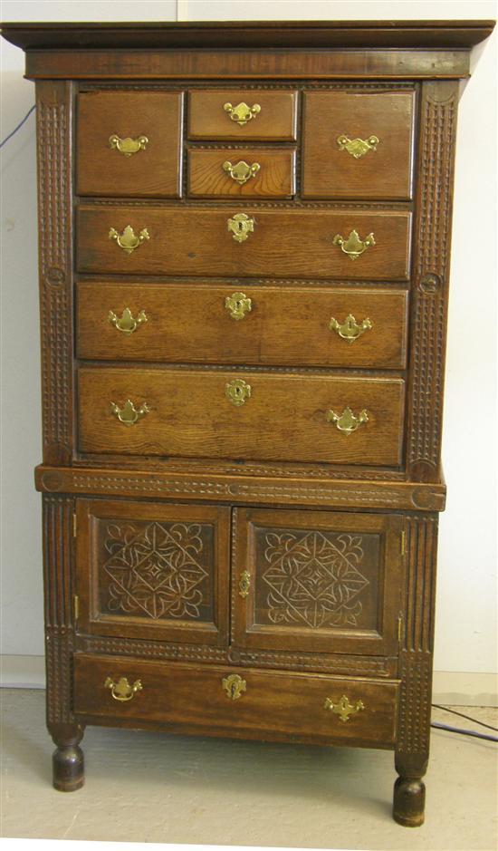 Appraisal: th Century oak Continental chest on chest the top section