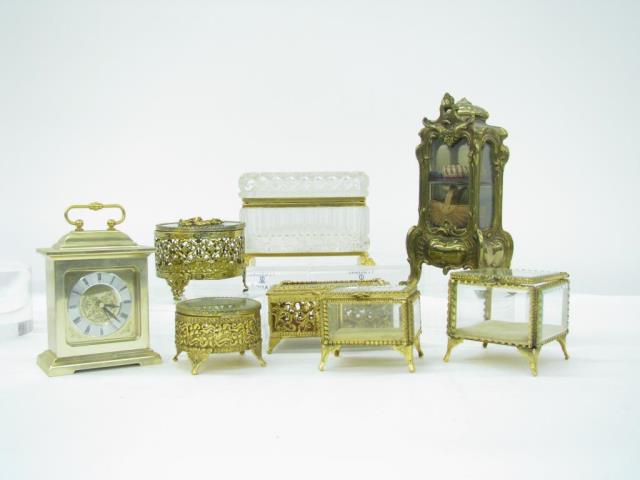 Appraisal: Group of jewelry caskets and dresser items including a dresser