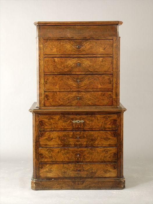 Appraisal: Louis-Philippe Style Figured Walnut Chest on Chest x in