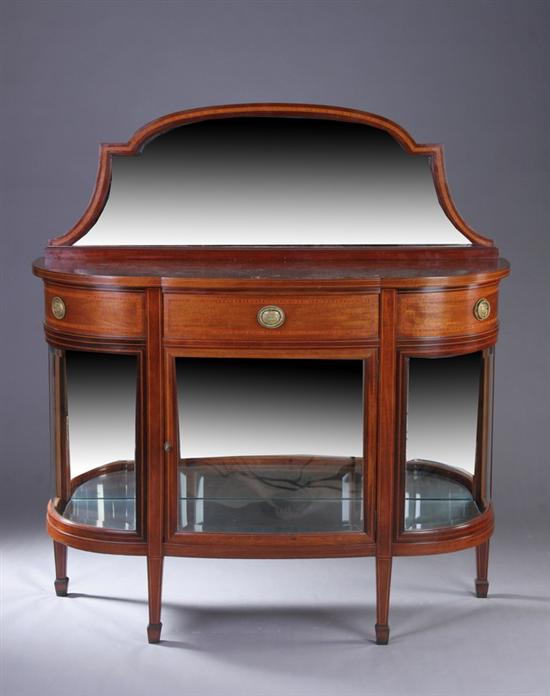 Appraisal: EDWARDIAN NEOCLASSICAL STYLE MAHOGANY VITRINE SERVER th century with mirrored