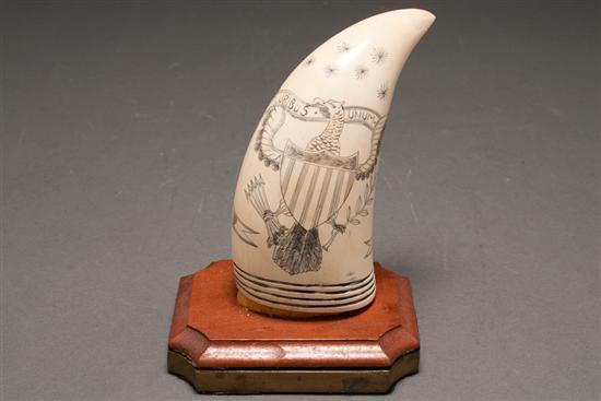 Appraisal: American scrimshaw whale tooth late th century with Great Seal