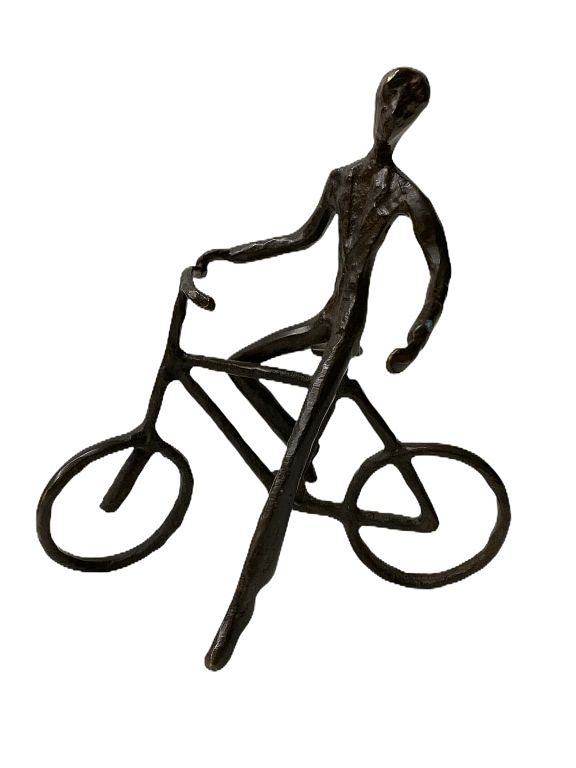 Appraisal: Bronze Sculpture Bronze Sculpture Man Riding Bike Measurements High Inches