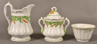 Appraisal: Pcs of Green Wheat Pattern Ironstone China Three Pieces of