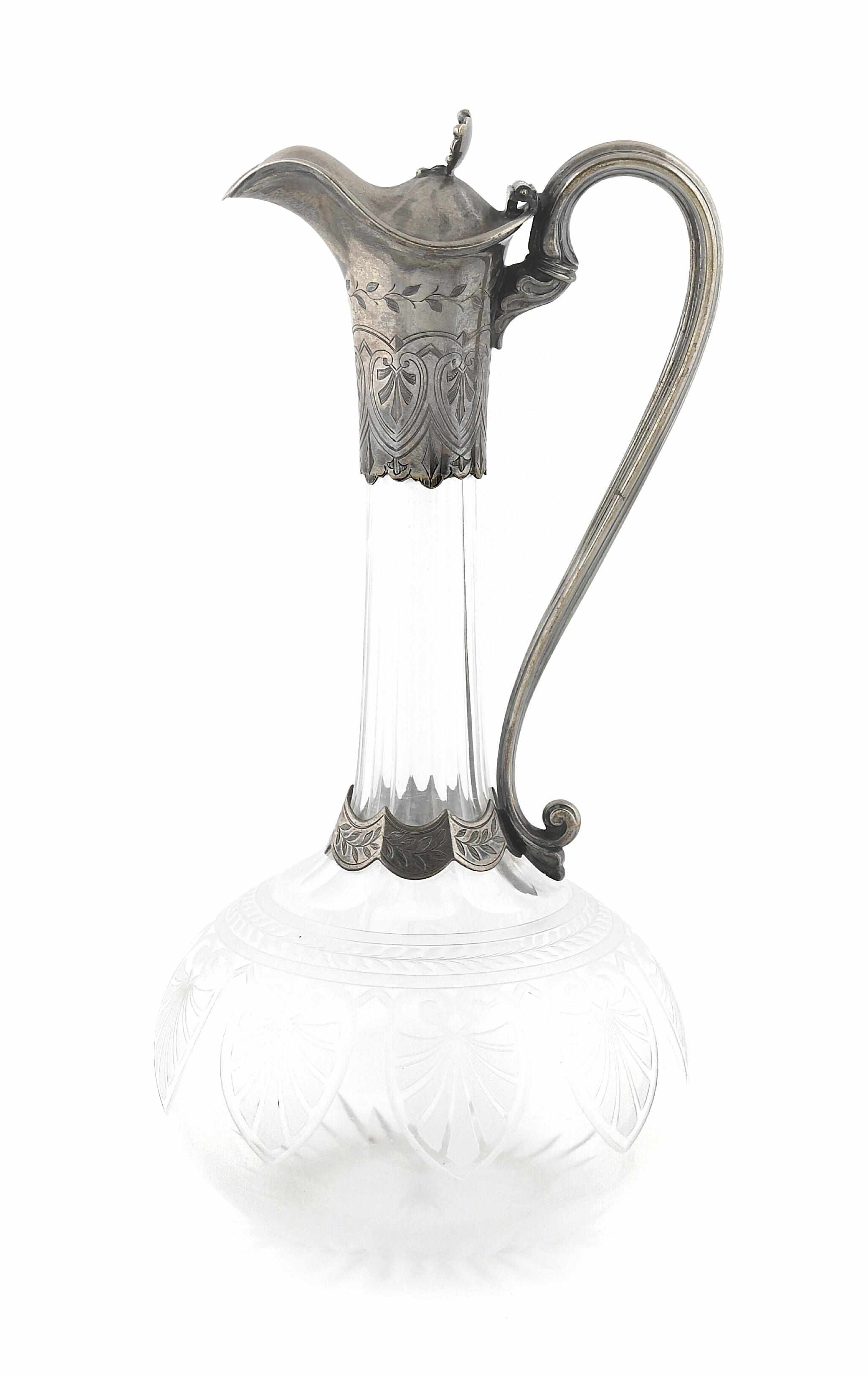 Appraisal: A Victorian sterling silver mounted etched-glass claret jug Thomas Smily