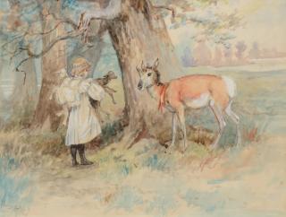 Appraisal: Charles M Russell - Prairie Childrenwatercolor on paper inchessigned lower