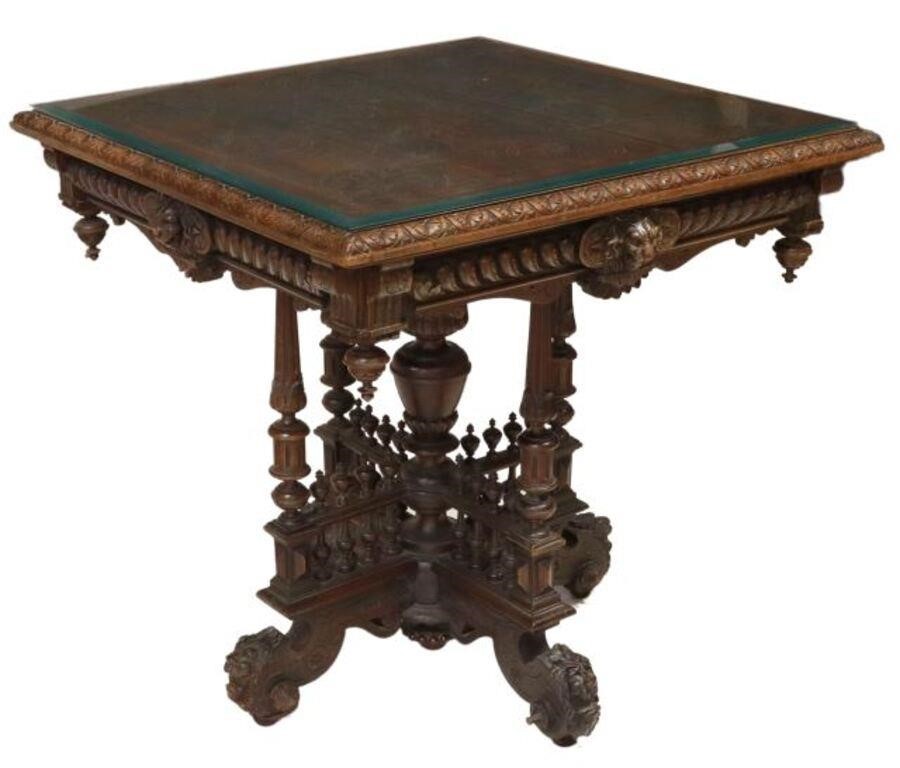 Appraisal: French Henri II style walnut center table late th c