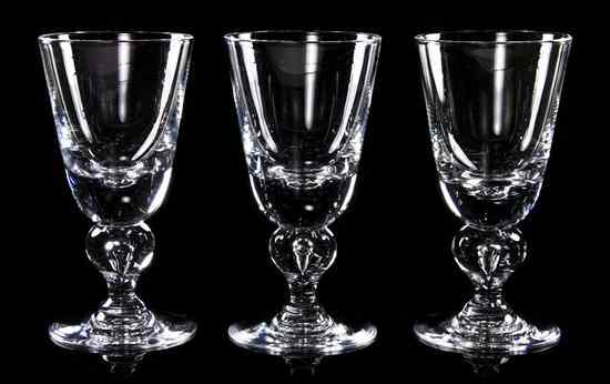 Appraisal: A Set of Thirteen Steuben Teardrop Wine Glasses having etched