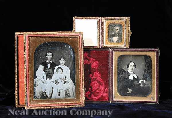 Appraisal: Cased Images a group of three daguerreotypes consisting of a