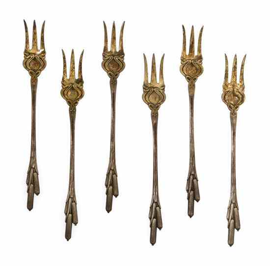 Appraisal: A Set of Six American Art Nouveau Sterling Silver Cocktail