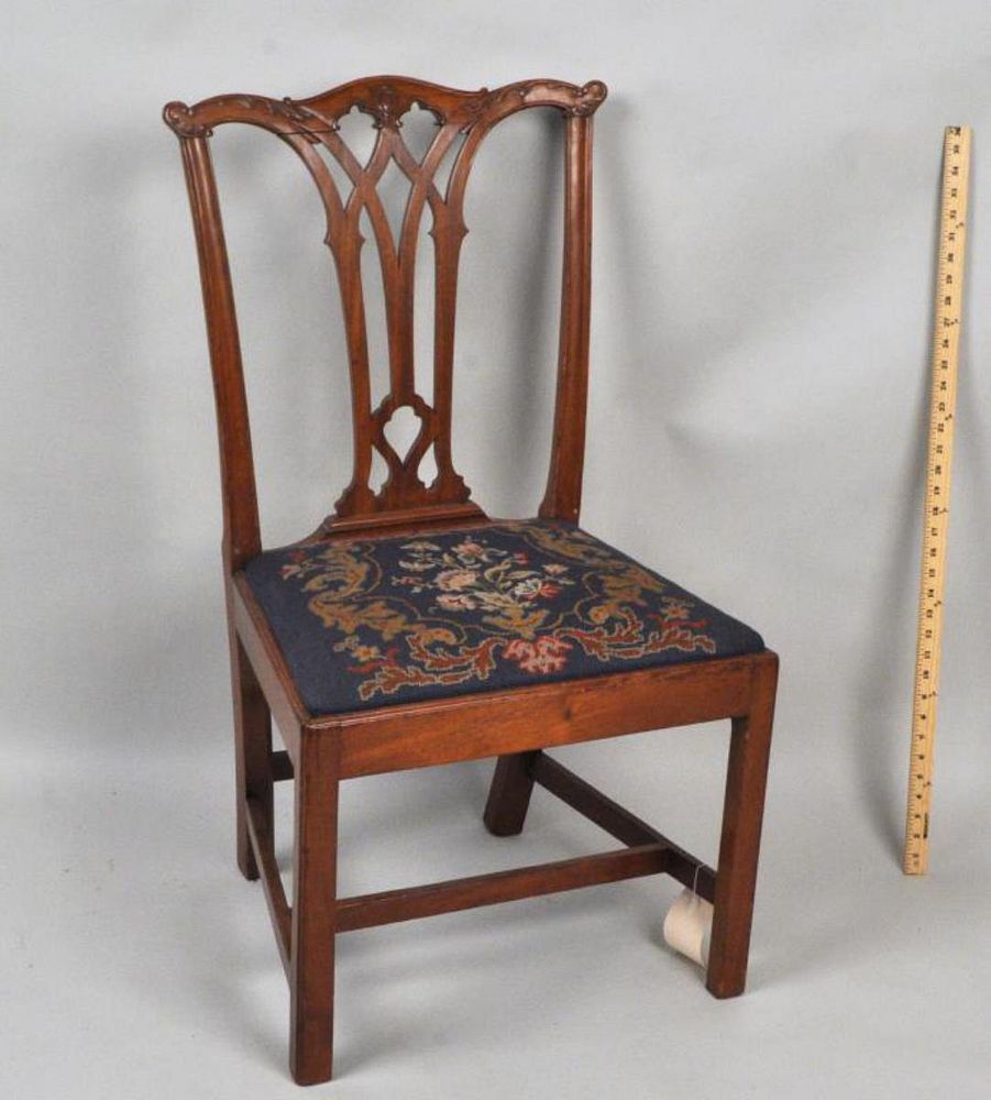 Appraisal: Philadelphia Chippendale Side Chair carved mahogany with gothic splat and