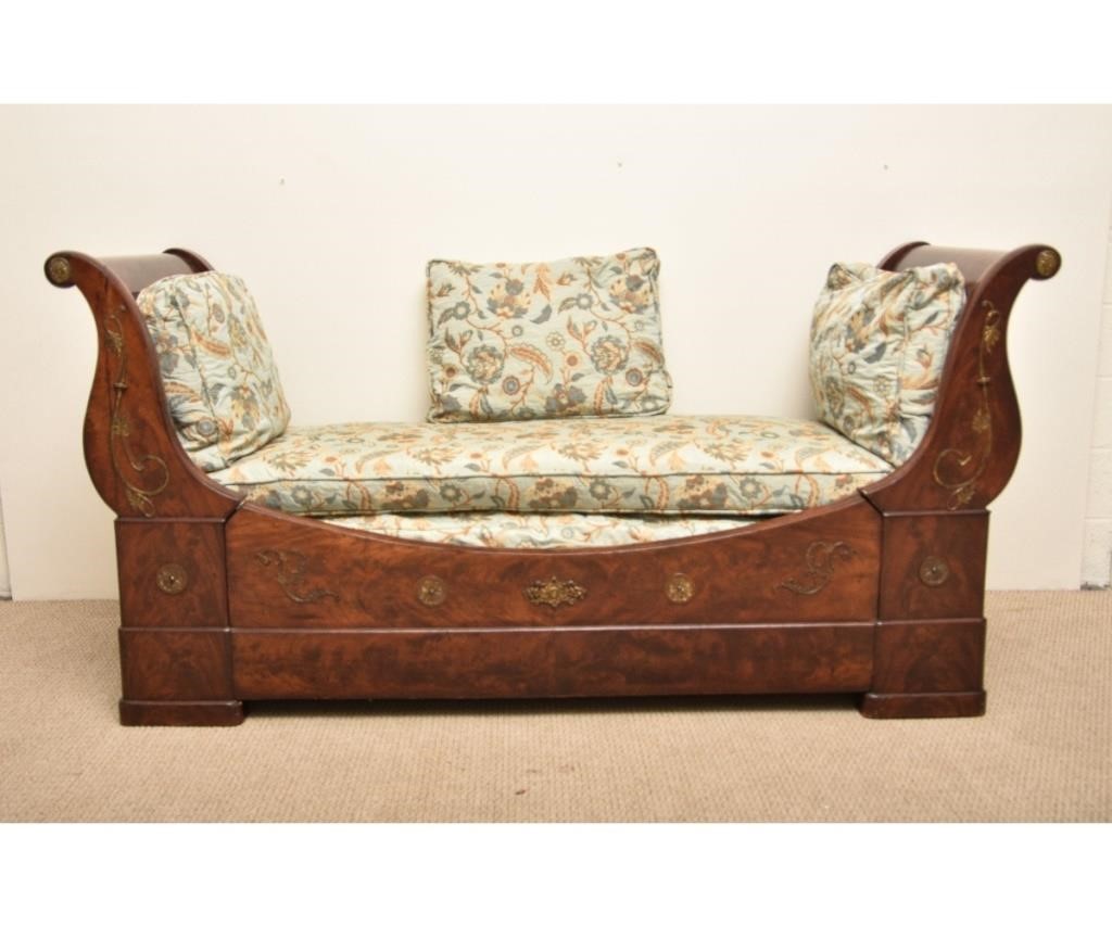 Appraisal: Mahogany day bed circa with ormolu brass mounts h x